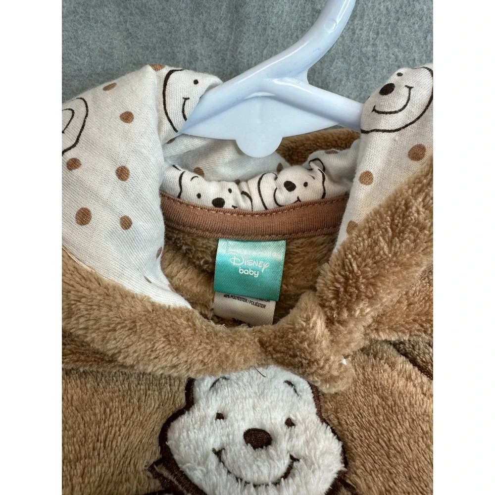 Disney Baby Winnie the Pooh Fleece Footed One Piece Suit Hoodie 3‎ 6M Brown